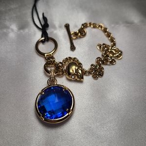 Juicy Couture Gold Chain Bracelet with Blue Pendant NWT Under $50 Gift for Her